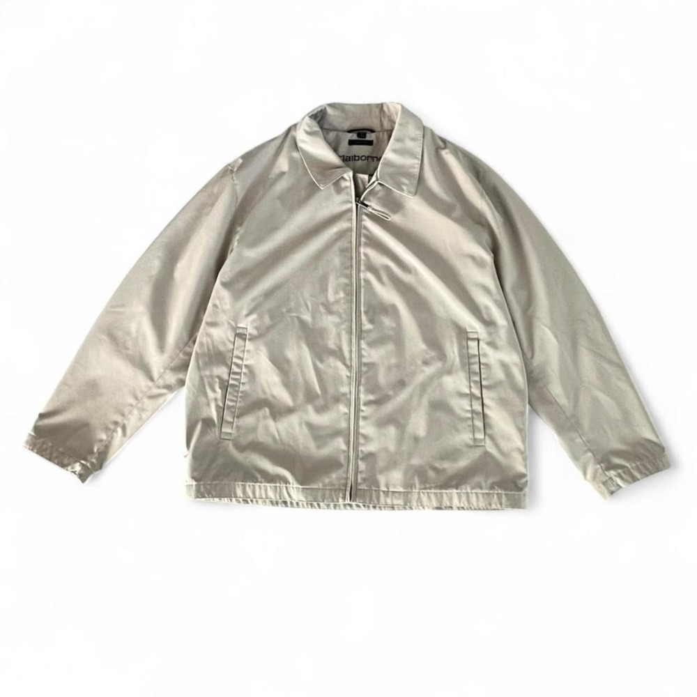 Claiborne Men's XL Beige Zip Front Lightweight Jacket